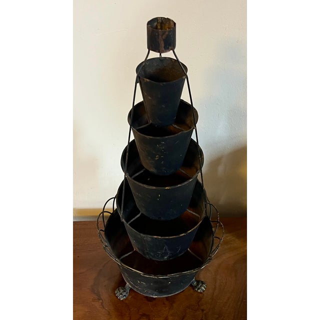 19th Century Antique 19th Century French Tole Graduated Six Tiered Tulipiere Flower Frog Centerpiece For Sale - Image 5 of 13