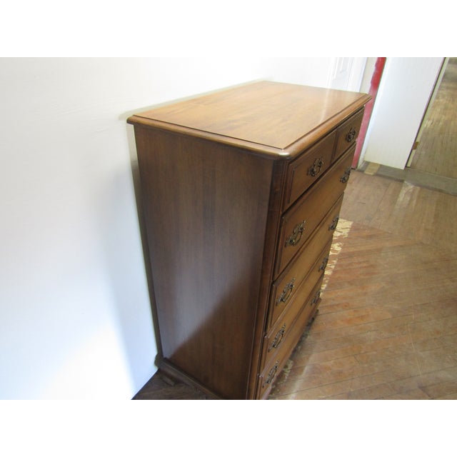 Item 86676: Kling solid maple high chest of drawers. Age: 1980's. Details: Dovetailed drawers. Condition: Very clean...