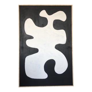 Black & White Oversized Abstract Painting For Sale