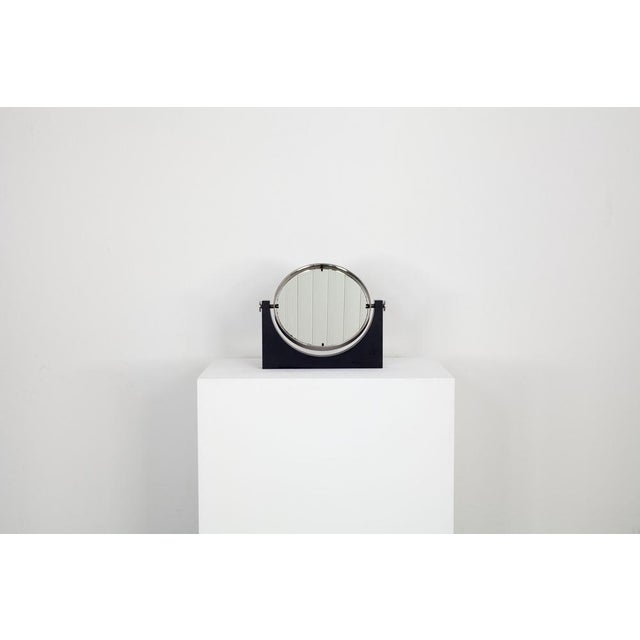 Mid-Century Modern Tiltable Table Mirror with Black Marble Base and Brushed Chrome Border, Italy, 1960s For Sale - Image 3 of 18