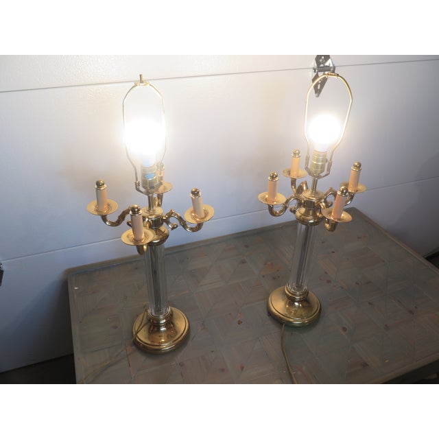 1960s Hollywood Regency Underwriter Laboratories 4 Arm Candelabra Style Lamps/aPair For Sale - Image 5 of 5