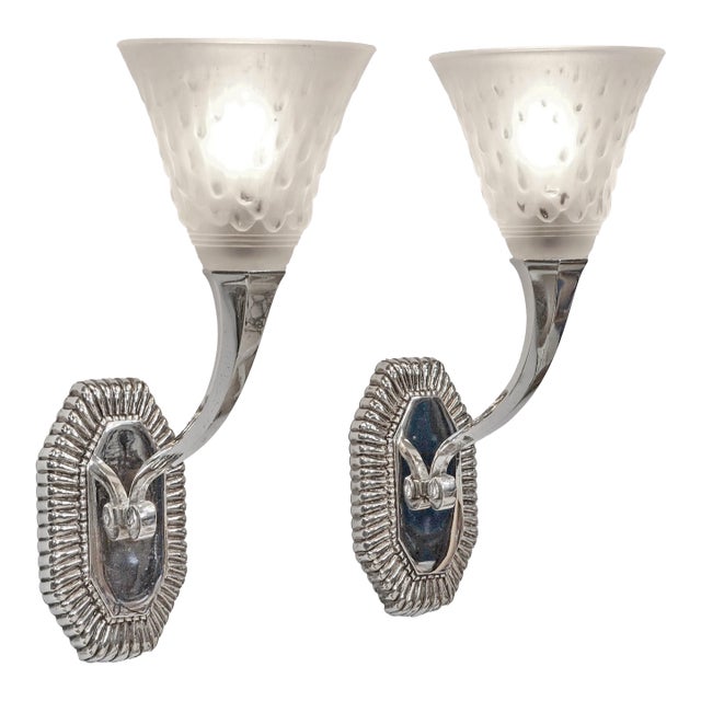 French Art Deco Wall Sconces by Capon & Muller Freres 1930 France - A Pair For Sale