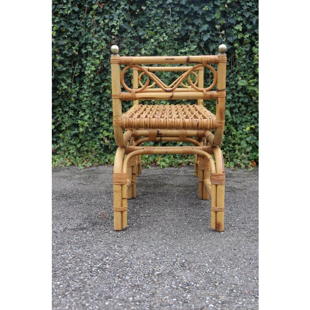 Vintage Italian Rattan Bench, 1960 For Sale - Image 8 of 10