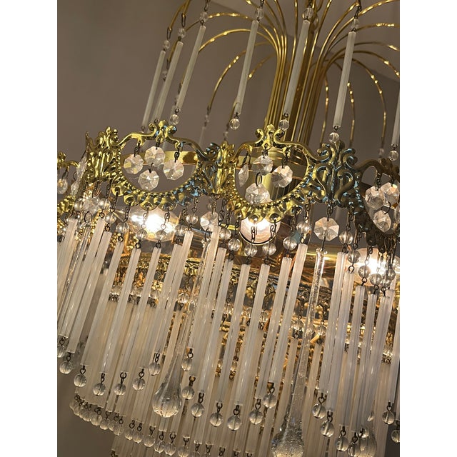 Italian Opaline Rod Chandelier, 1980s For Sale - Image 14 of 15