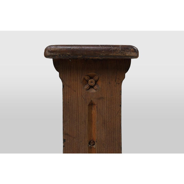 French Rustic Bench in Oak with Carvings, 1850s For Sale - Image 4 of 11