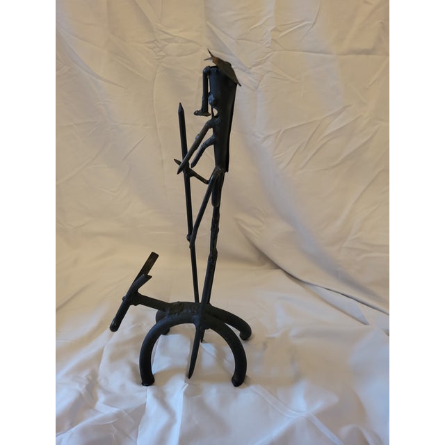 Brutalist Steampunk Don Quixote Figure. This small piece consists of welded household tools with an ebonized finish. No...