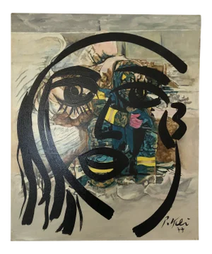 1977 "Angel of Life" Abstract Face Oil Painting by Peter Robert Keil