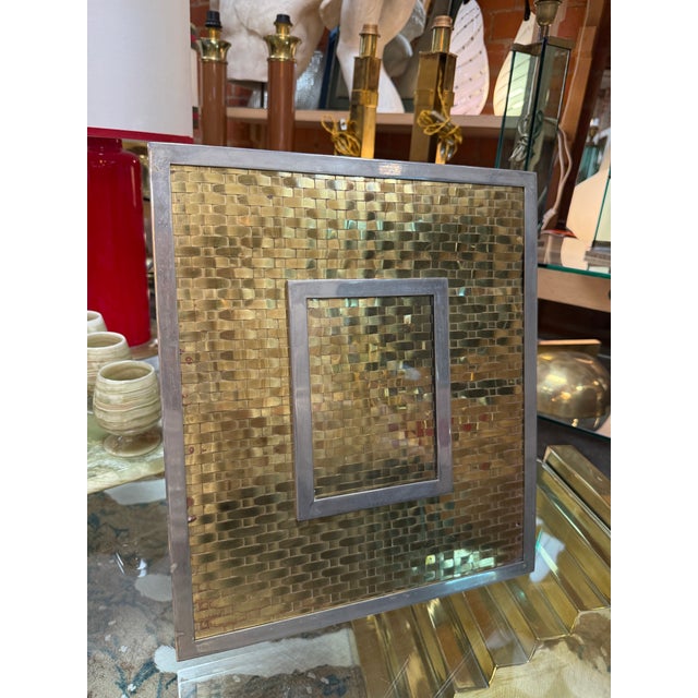 Italian Italian Mid-Century Woven Brass Picture Frame, 1970s For Sale - Image 3 of 6