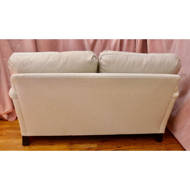 Modern Attributed Hickory Chair Furniture Loveseat Settee Recently Re-Upholstered in Natural Belgian Linen For Sale - Image 3 of 4