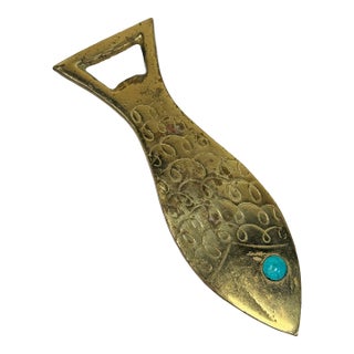 Vintage Detailed Brass Fish Bottle Opener For Sale