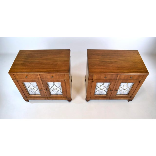 French Mid Century French Regency Walnut Nightstands by John Widdicomb, 1960s For Sale - Image 3 of 17