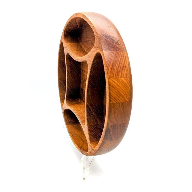 Mid 20th Century 1960s Jens Quistgaard Dansk Teak Wood Round Partitioned Snack Bowl For Sale - Image 5 of 11