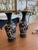 1970s Black and White Painted Ceramic Vases - a Pair For Sale - Image 9 of 11