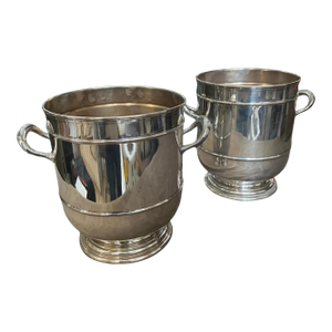 A Pair of 1970s High Quality Modern Silver Plated Wine Coolers by Sant'Andrea