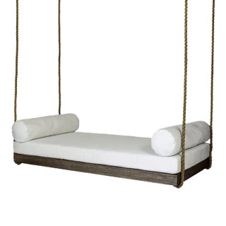 Southern Komfort 83" Sipsey Porch Swing, Coffee Frame/White Cushions For Sale