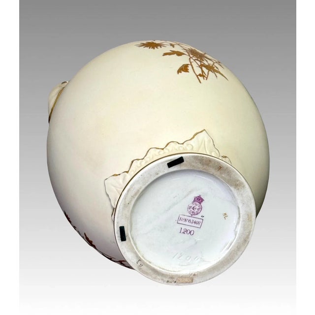 Antique Royal Worcester Porcelain Reticulated Vase, 24 Carat Gold Chrysanthemum Decoration, Aesthetic Movement C1888 #1200 (The Persian Vase) For Sale - Image 11 of 12