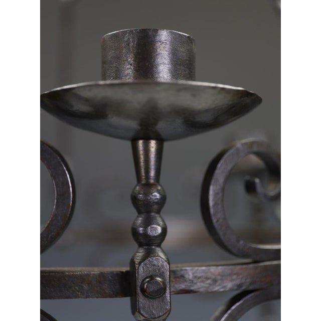 19th Century Gothic Revival Hand-Forged Wrought Iron Corona Chandelier, 1880 For Sale - Image 11 of 18