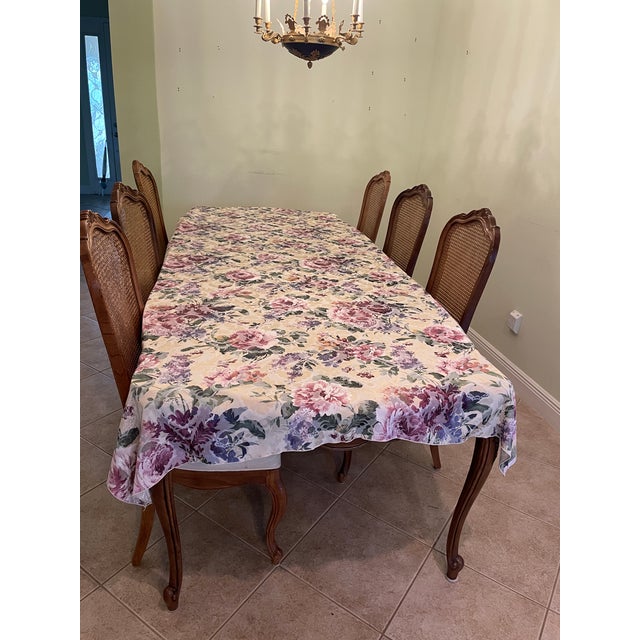 Chestnut French Provincial Extendable Dining Table & 6 Chairs For Sale - Image 8 of 16
