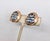 Trifari Vintage 1950s Signed Crown Trifari Round Faux-Sapphire & Clear Baguettes Clip Earrings-2 Pieces For Sale - Image 4 of 9