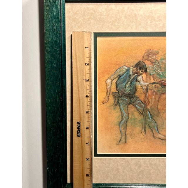 Original Vintage Pastel Painting – “Hot Lead at Close Range” – Framed, Signed For Sale In Los Angeles - Image 6 of 8