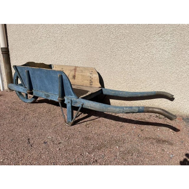 Rustic Blue Wheelbarrow For Sale - Image 4 of 10