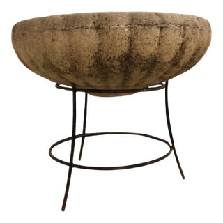 Vintage French Antique Jardiniere or Planter With Iron Stand For Sale