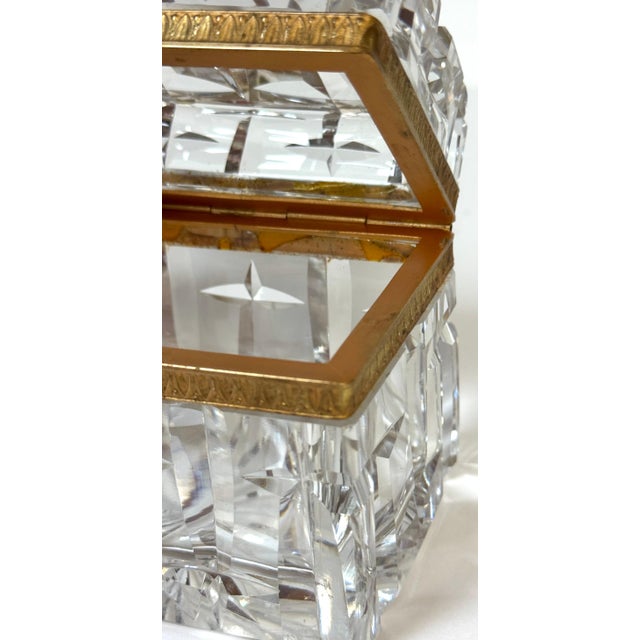 Charles X Style French Ormolu Optic Cut Crystal Box, Signed Lehmann France For Sale - Image 11 of 18