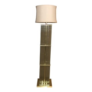 Gaetano Sciolari Brass and Glass Floor Lamp For Sale