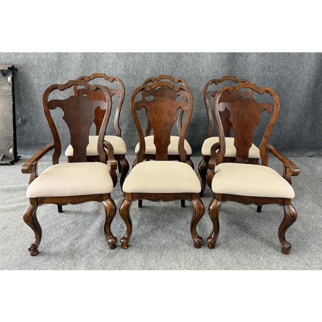 7 Piece Banded Dining Set With Cabriole Legs For Sale - Image 9 of 17