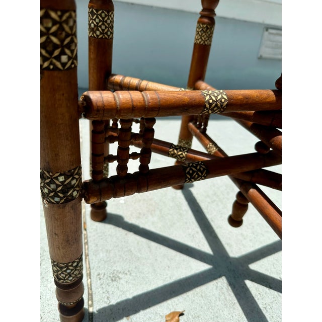 Moorish Inlaid Six-Legged Folding Side Table and Brass Tray Top. For Sale - Image 10 of 12