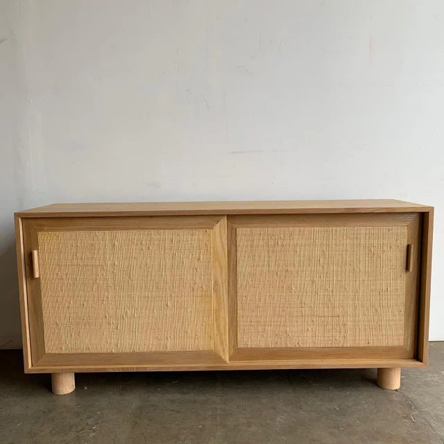 Mid-Century Modern Made to Order White Oak Cane Credenza For Sale - Image 3 of 10