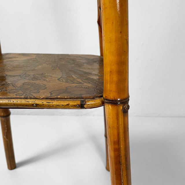 Italian Art Nouveau Style Pedestal in Brown Leather and Bamboo, 1930s For Sale - Image 13 of 18