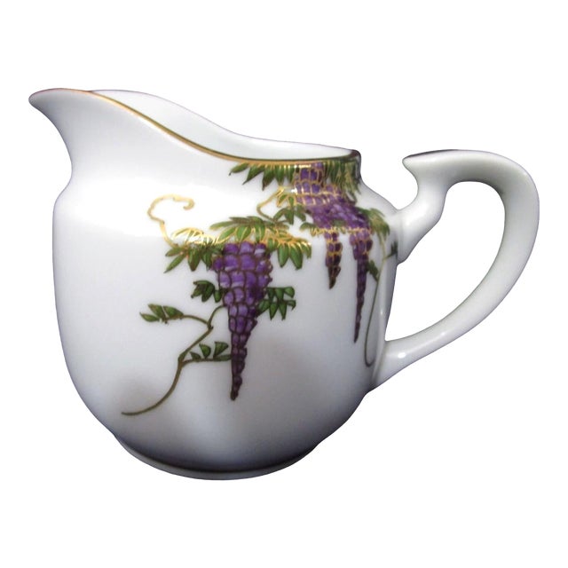1950s Koshida Wisteria Garland Hand Painted Creamer Cream Jug, Japan For Sale