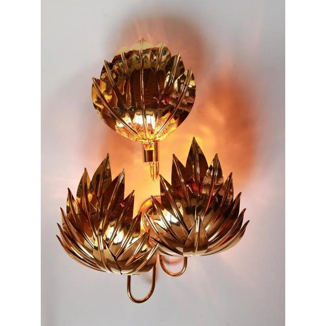 Large Gilt Brass Palm Wall Lamp from Maison Jansen, 1970s For Sale - Image 18 of 18