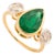 2.29ct Deep Green Emerald Pear Engagement Ring With Round Diamonds in 18k Gold Size 7 For Sale