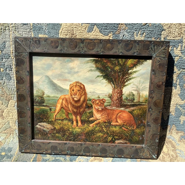 Safari 1980s Maitland-Smith Safari Oil Paintings - Set of 3 For Sale - Image 3 of 8
