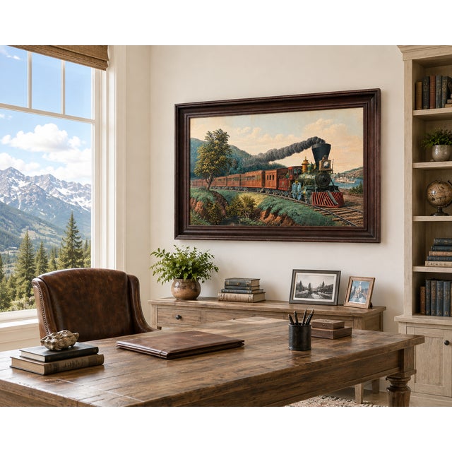 Original lithograph of the iconic “American Express Train,” published by Currier & Ives in 1864 after a work by celebrated...