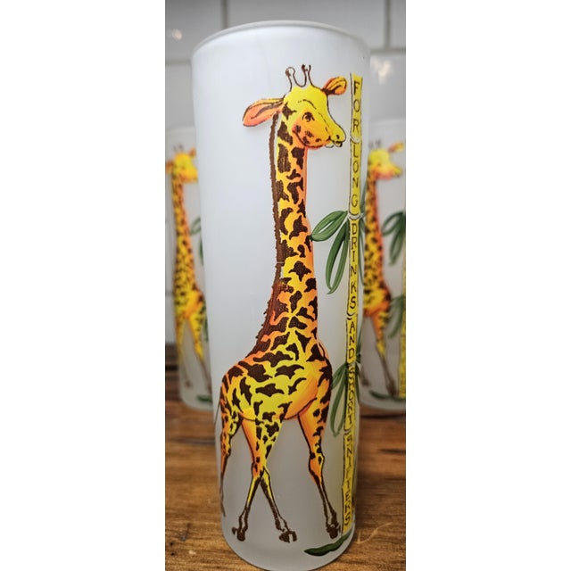 1950s 1950s Mid Century Modern Gay Fad Studios' "Giraffe" Tom Collins Glasses - Set of 8 For Sale - Image 5 of 16