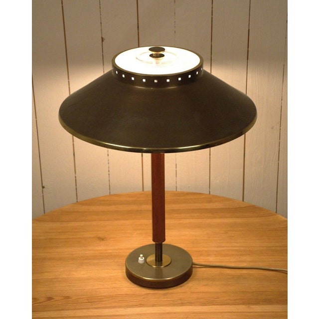 Swedish Brass and Teak Table Lamp by Boréns, 1940s For Sale - Image 3 of 15