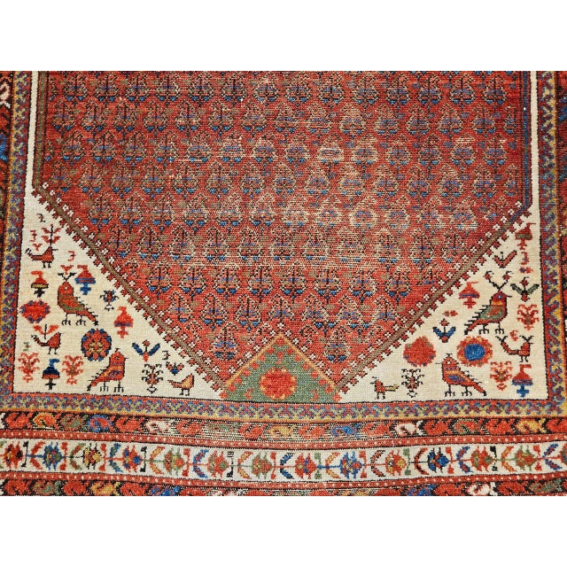 1900 - 1909 Vintage Persian Malayer Area Rug, Hand-Knotted Wool, Tribal Paisley Pattern, 4x7, Burgundy & Ivory For Sale - Image 5 of 12