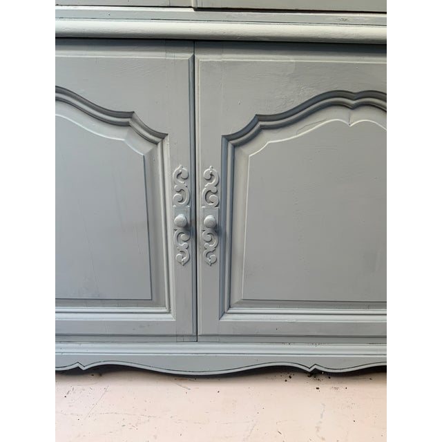 Wood Vintage French Style Painted Display Cabinet For Sale - Image 7 of 11