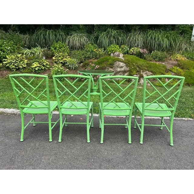 Meadowcraft Faux Bamboo Green Patio Dining Set in Green For Sale - Image 10 of 16