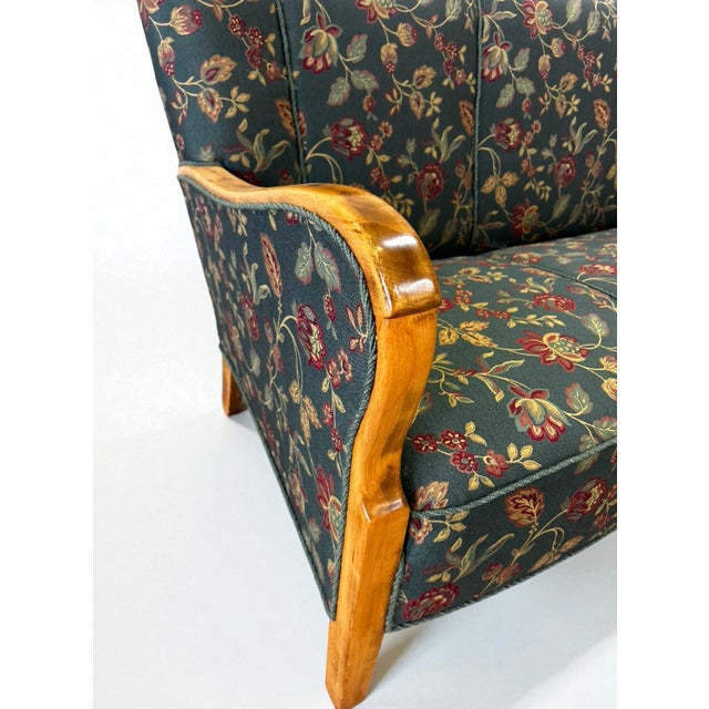 Vintage Danish Three-Seater Sofa in Beech and Original Fabric, 1960s For Sale - Image 6 of 9