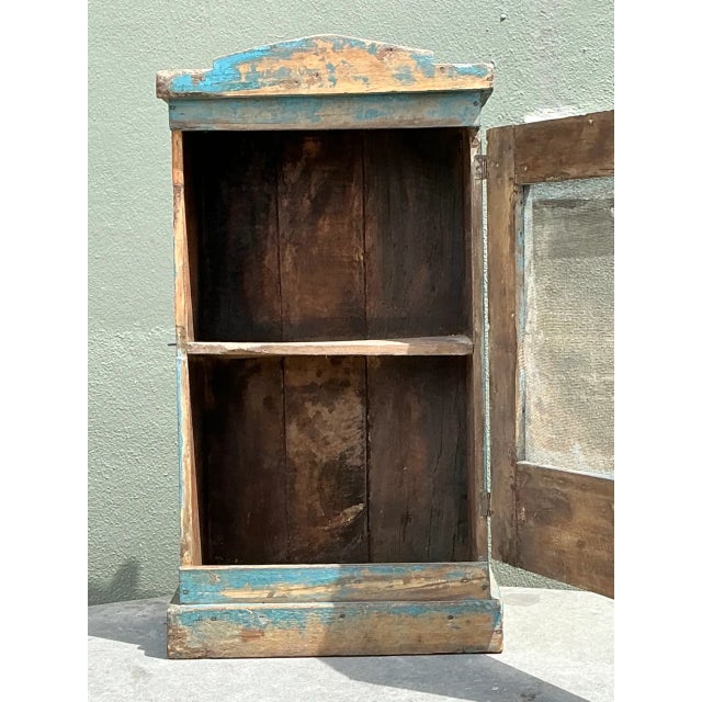 Vintage Rustic Painted Wood Cabinet For Sale - Image 10 of 12