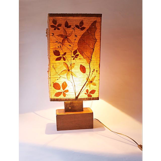 Large Vintage Lamp in Wood, Metal and Fabric, 1970s For Sale - Image 4 of 15
