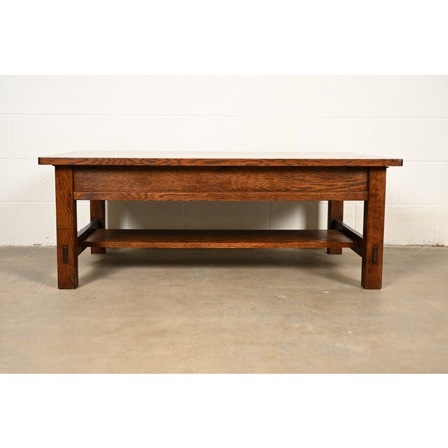 L. & J. G. Stickley Antique Mission Oak Arts & Crafts Coffee Table, Circa 1910 For Sale - Image 12 of 13
