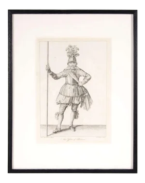 Antique Copper Engraving of an Officer of Pikeman by Francis Grose