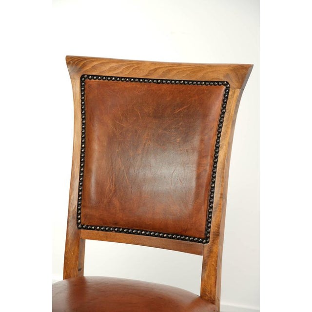 Sheepskin Dining Chairs in Warm Cognac Color with Decorative Nails, Set of 6 For Sale - Image 12 of 18