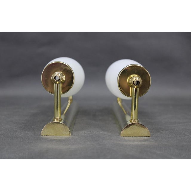 Art Deco Italian Brass Wall Lights with Milk Glass, 1940s, Set of 2 For Sale - Image 4 of 10