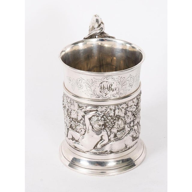 Antique Victorian Silver Plated Embossed and Engraved Mug from G R Collis, 1835 For Sale - Image 10 of 18